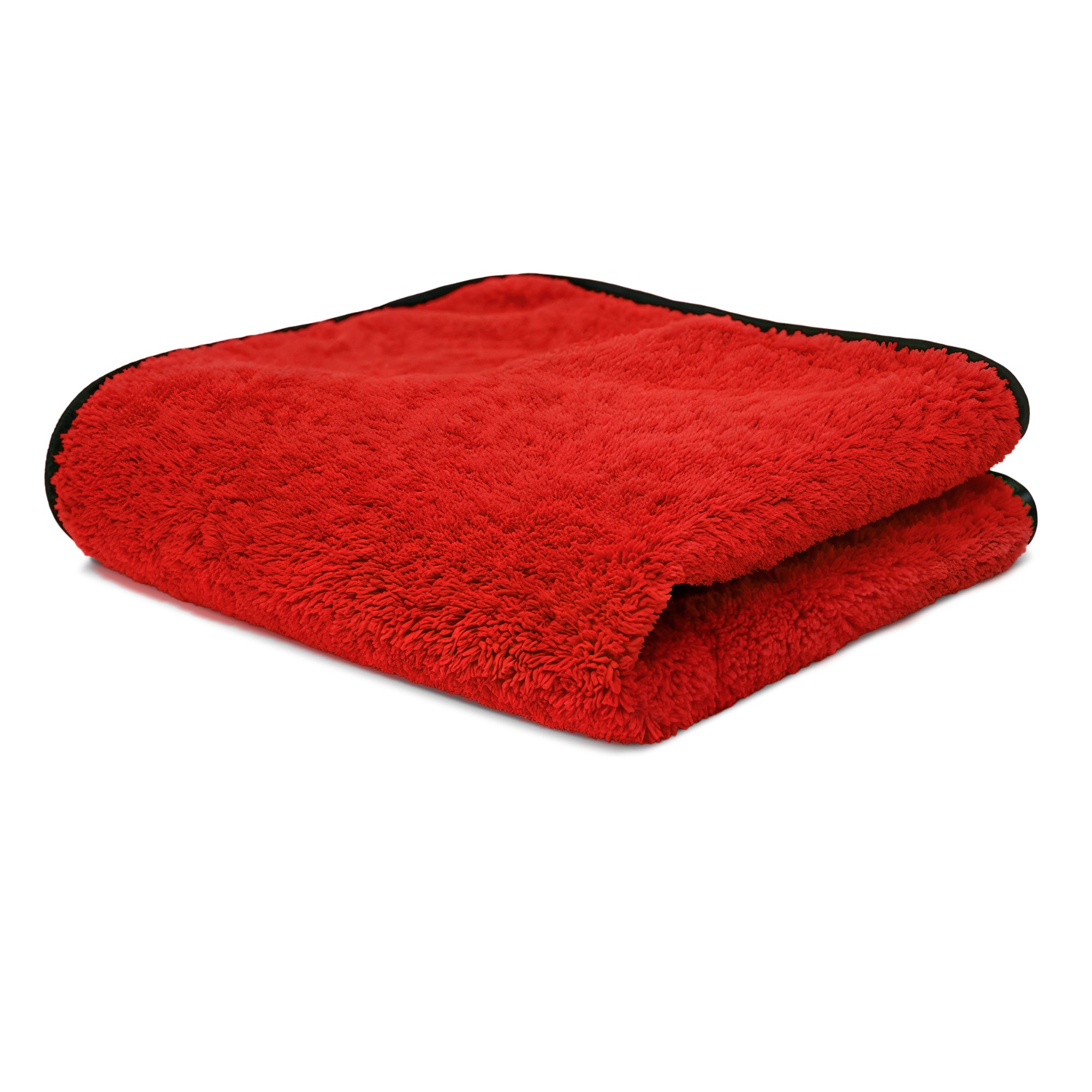Red microfiber mop head with black trim, soft absorbent cleaning pad