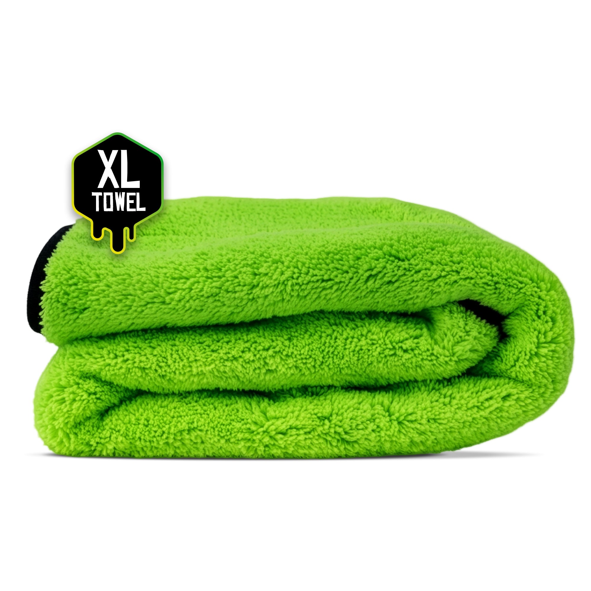 XL towel in bright green soft microfiber material, thick absorbent bath towel