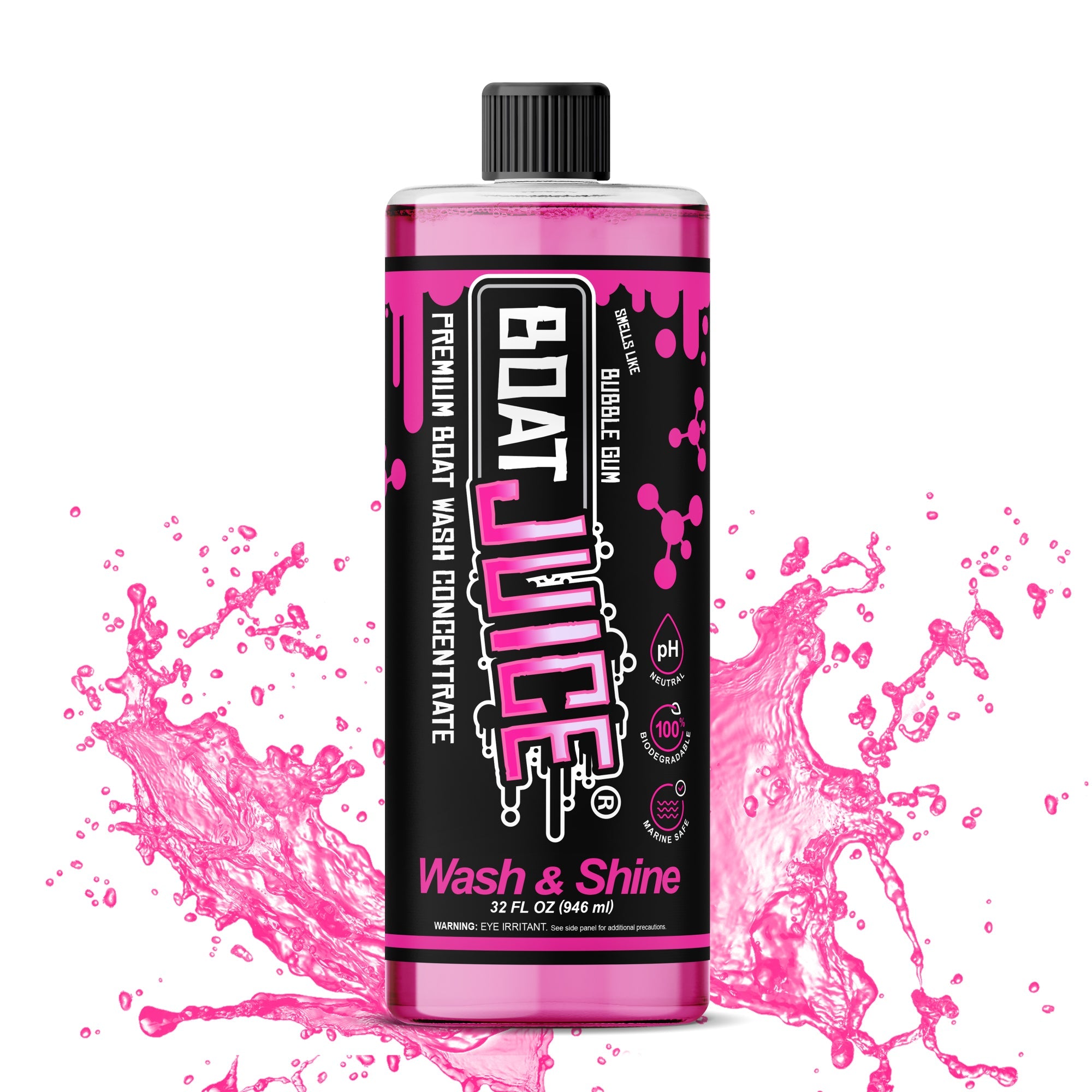 DIY Wash & Shine car wash shampoo bottle, pink liquid, pH neutral, marine safe formula